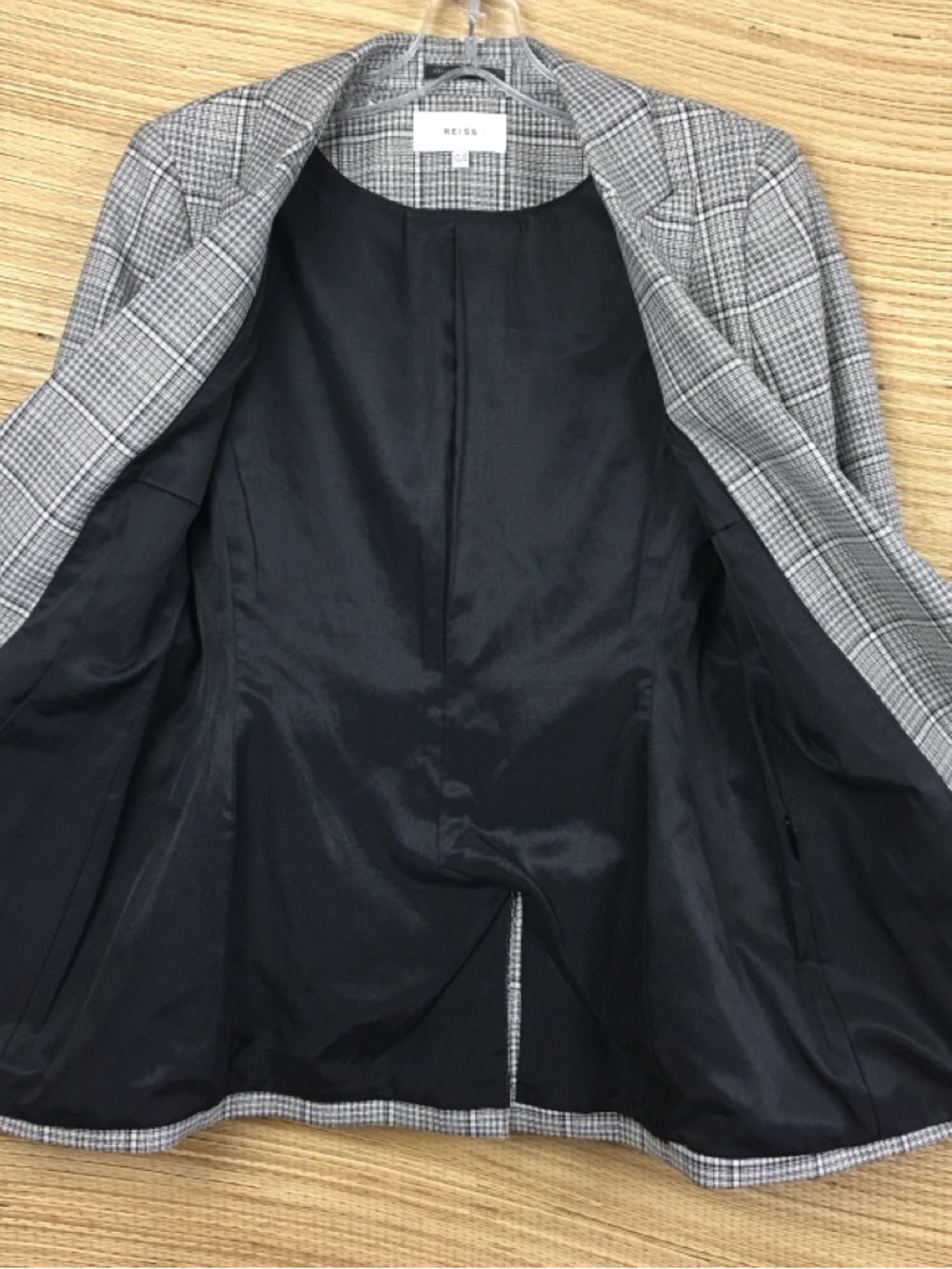REISS Alenna Single-Breasted Prince of Wales Check Suit Blazer in Grey Size US 6 - Picture 11 of 13